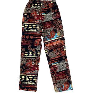 Chicos Travelers Allover Totem Print Elastic Waist Pull On Crop‎ Pant Sz 1